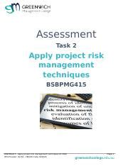 Assessment Task 2 BSBPMG415 Docx Converted Docx Assessment Task 2