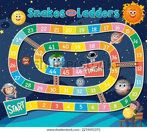 Snakes Ladders Game Template Illustration: เวกเตอร์สต็อก (ปลอดค่าลิขสิทธิ์) 2274591375 ...