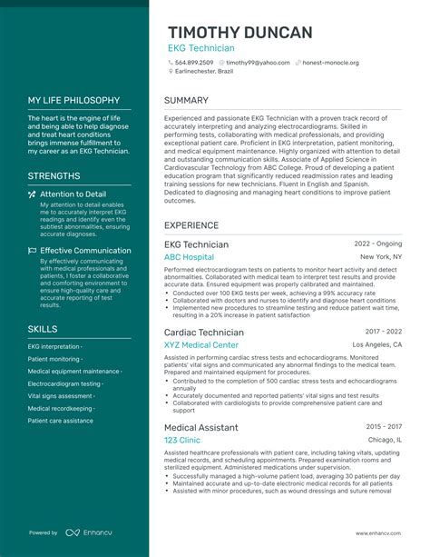 3 Successful Ekg Technician Resume Examples And Writing Tips For 2024