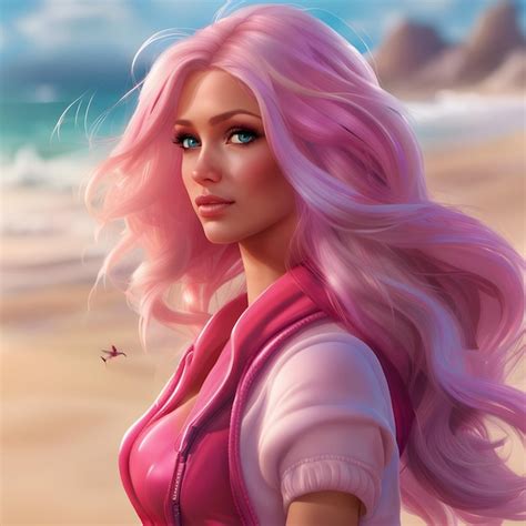 Sexy Barbie Girl On The Beach Premium Ai Generated Image