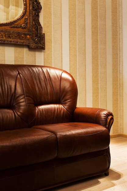 Premium Photo | Brown leather sofa