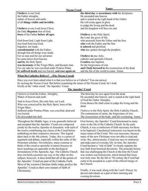 Nicene Creed And Apostle S Creed Pdf