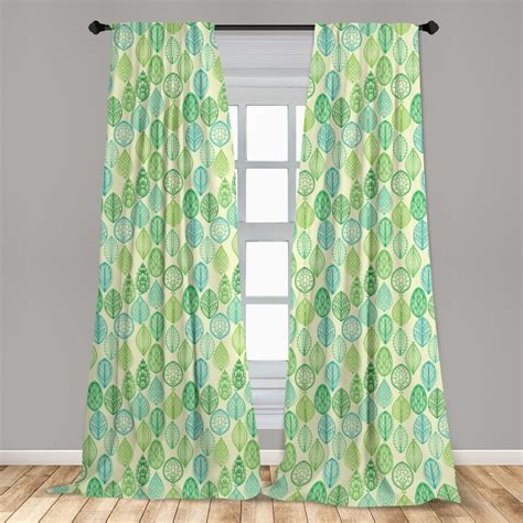 Nature Curtains 2 Panels Set Hand Drawn Vintage Style Ornamental