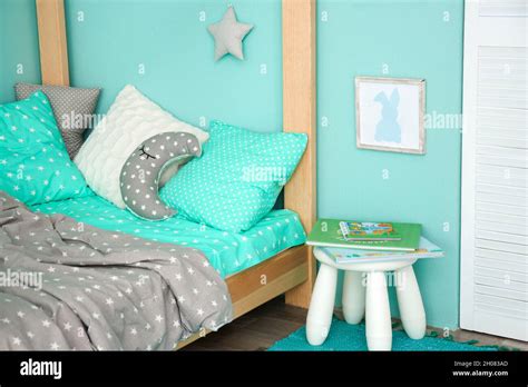 Comfortable Bed In Modern Children Room Stock Photo Alamy