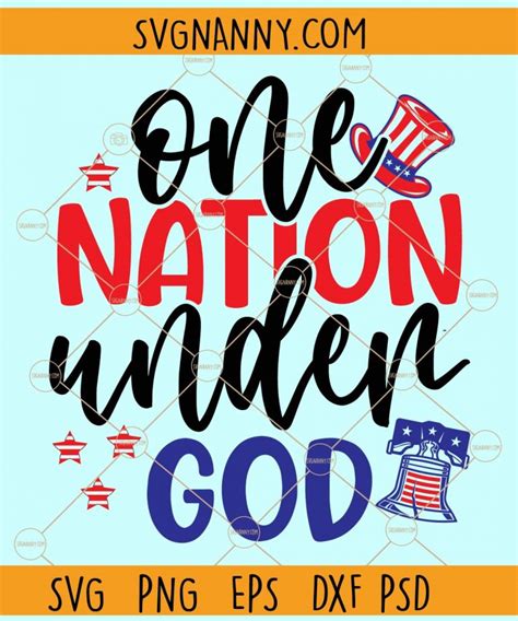 One Nation Under God Svg Usa Hat Svg Patriotic Shirt Svg Happy Th