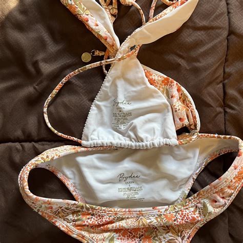 Bydee Bikini Super Cute Size Small Orange Floral Depop
