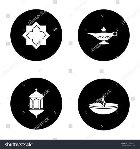 Islamic Culture Glyph Icons Set Muslim Stock Vector Royalty Free