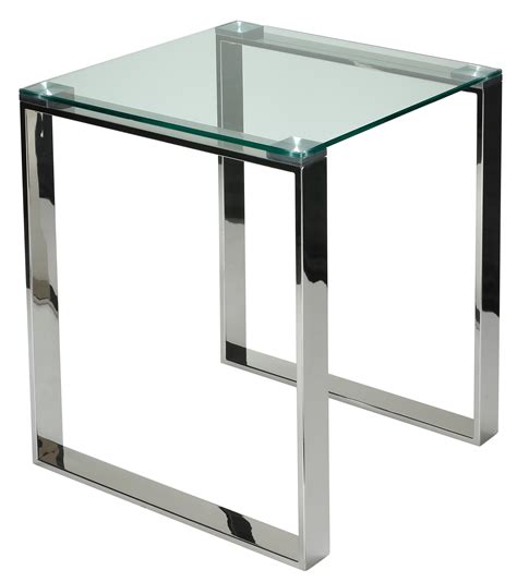 Cortesi Home Remi Contemporary Chrome Square Glass End Table