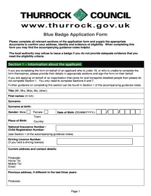 Council Blue Badge Application Form Fill Online Printable Fillable