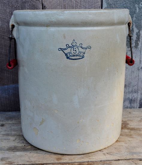 Ransbottom Stoneware Crock 5 Gallon Blue By Relicsandrhinestones