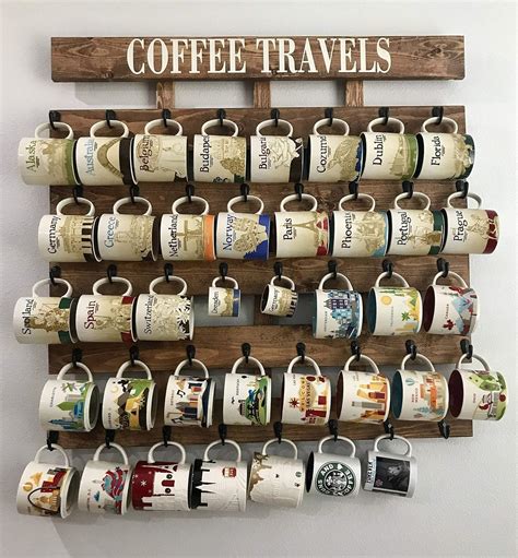 Amazon Rustic Wood Coffee Cup Rack 40 Or 48 Mug Hooks You Are Here