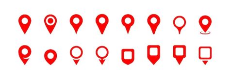 Satz Von Roten Kartenpunkt Und Pin Standort Icons Gps Icon Vektor