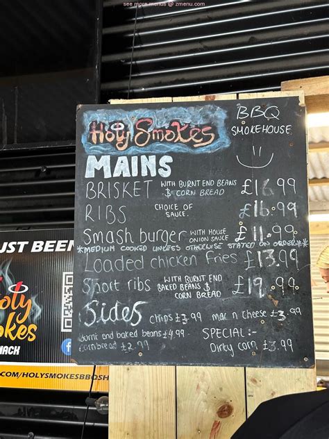 Menu At Holy Smokes Bbq Shack Portadown