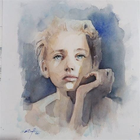 Ritratto Femminile Portraiture Painting Watercolor Face Watercolor