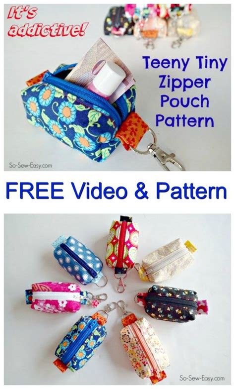 Teeny Tiny Keyring Zipper Pouch Free Sewing Pattern And Video Sew