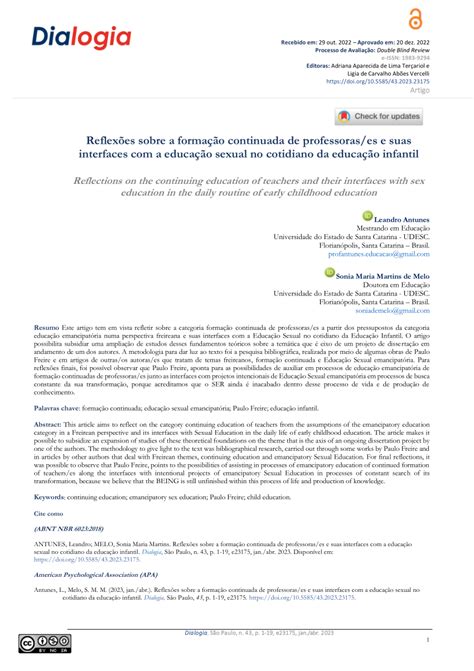 Pdf Reflexões Sobre A Formação Continuada De Professorases E Suas