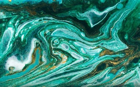 Green And Gold Marbling Pattern Golden Powder Marble Liquid Texture