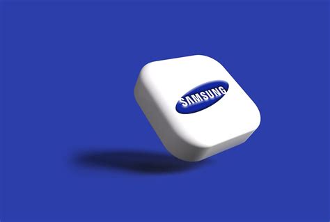 A white samsung logo on a blue background photo – Free 3d render Image ...