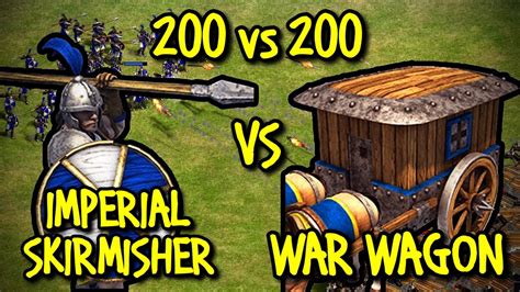 200 IMPERIAL SKIRMISHERS Vs 200 ELITE WAR WAGONS AoE II Definitive