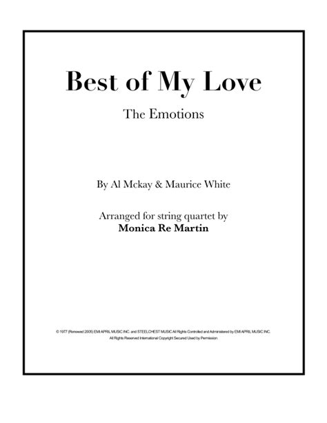 Best Of My Love Arr Monica Re Martin By The Emotions Sheet Music For