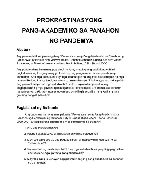 Sample Ng Pananaliksik