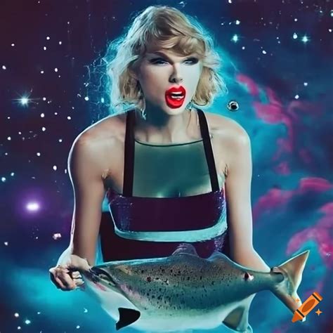 Taylor Swift Floating In Space With A Salmon On Craiyon