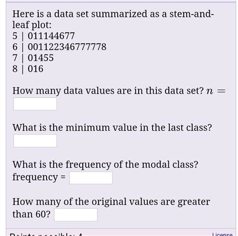 Solved Here Is A Data Set Summarized As A Stem And Leaf