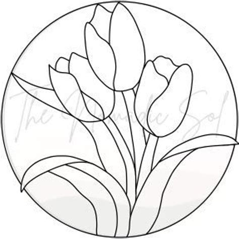 Tulip Flowers Pattern Stained Glass PDF Digital File Etsy