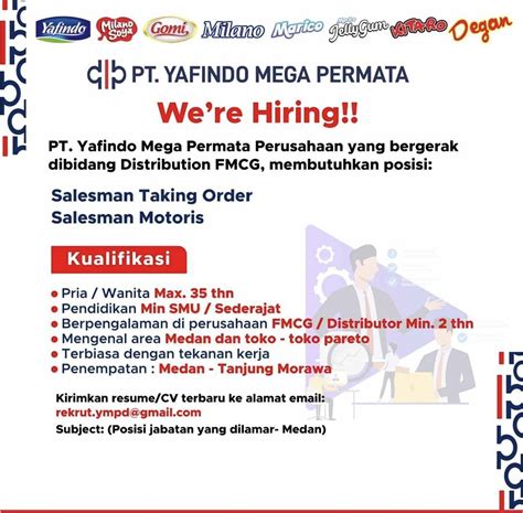 Lowongan Kerja Medan Di PT Yafindo Mega Permata Oktober 2023 Loker