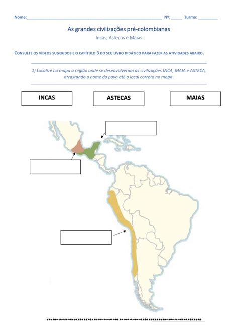 Atividades Incas Maias E Astecas Ano Librain