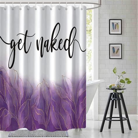 Amazon Ruelvth Purple Shower Curtain Abstract Purple And Gold