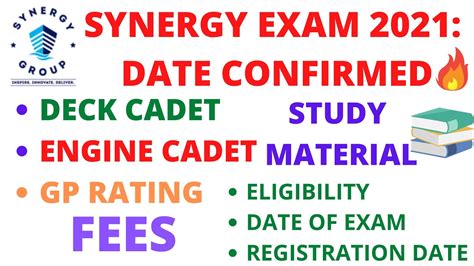 Synergy Exam Date Confirmed Last Date Fees Study Material