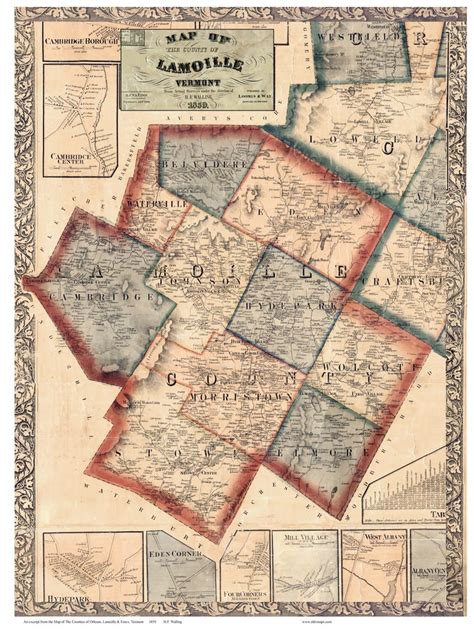 Map Of Orleans Lamoille And Essex County Vermont 1859 Print Of Wall Map