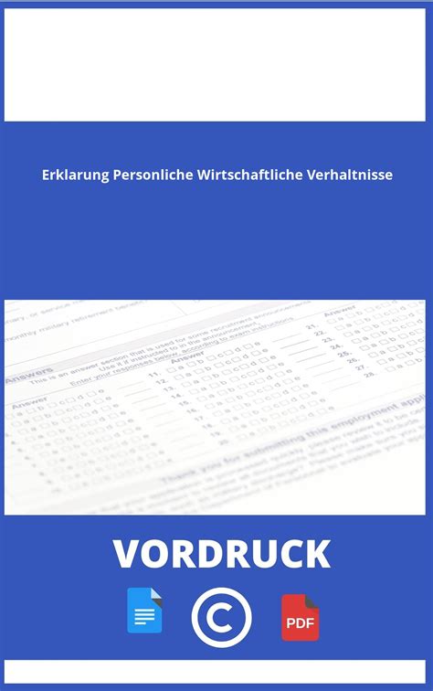 Erklärung Persönliche Wirtschaftliche Verhältnisse Vordruck Vorlage