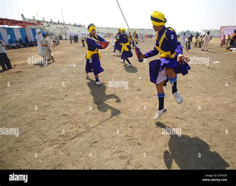 Young Nihangs Sikh Warriors Performing Swords Stunts Events Held