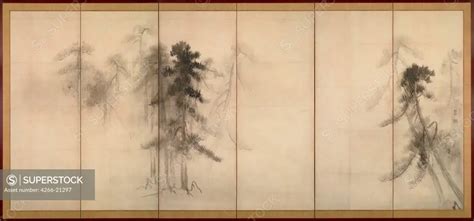 Pine Trees Right Of A Pair Of Six Section Folding Screens By Hasegawa