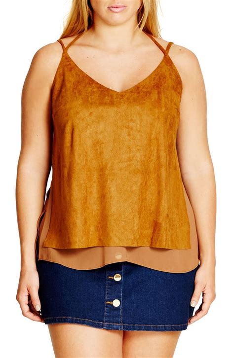 City Chic Faux Suede Layered Camisole Plus Size Nordstrom