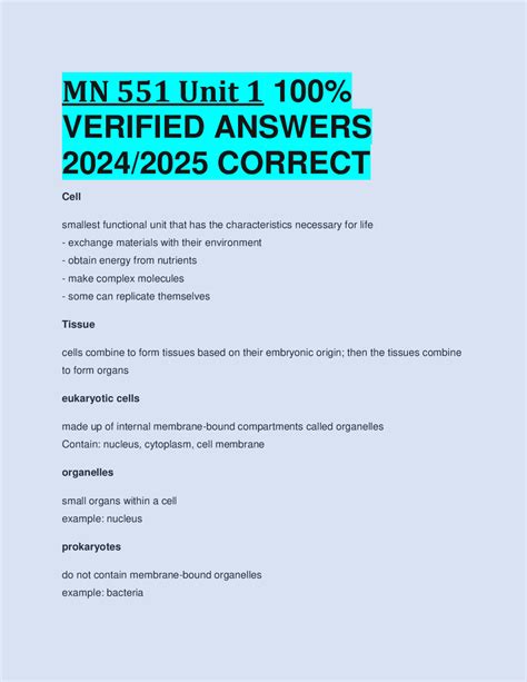 MN 551 Unit 1 100 VERIFIED ANSWERS 2024 2025 CORRECT Exams Nursing