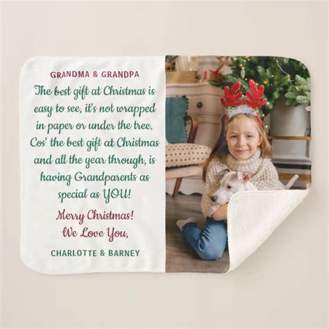 Grandparents Christmas Poem Personalized Photo Sherpa Blanket Zazzle