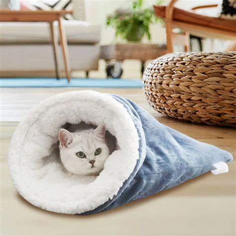 Warm Cat Sleeping Bag Soft Kitten Beds Nest Polar Fleece Thicken Pets