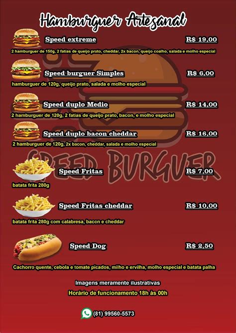 Menu Em Speed Burguer Restaurante Recife