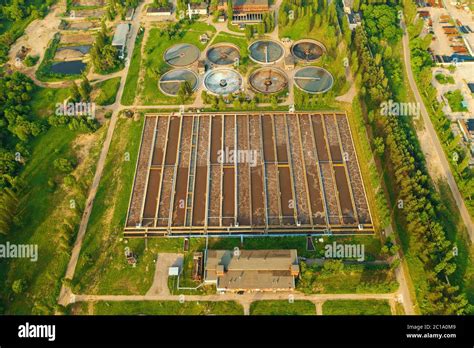 Modern Wastewater Treatment Plant With Sedimentation Tanks And Pools