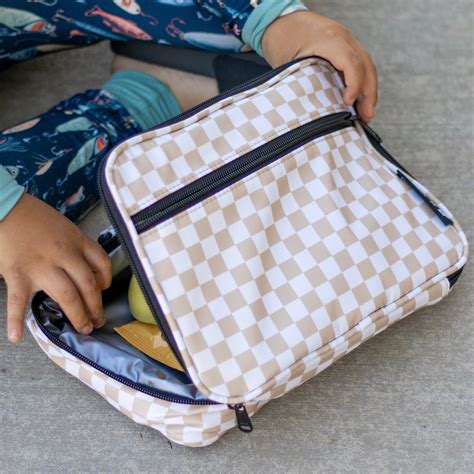 Tan Checkered Lunch Box Worn Wild