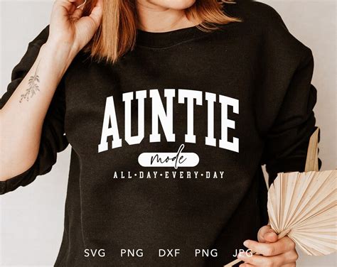 Auntie Svg Dxf Png Eps Arched Varsity Auntie Cricut Silhouette