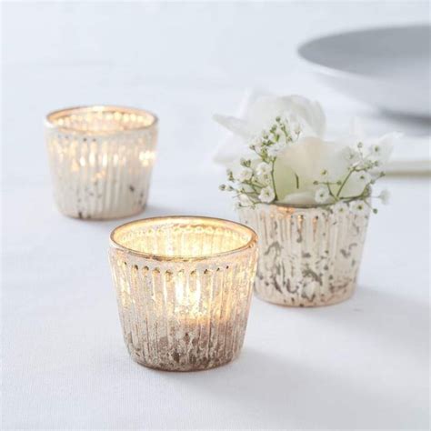 Gold Ribbed Frosted Glass Tea Light Holder Glassware Ginger Ray Tea Light Holder Wedding