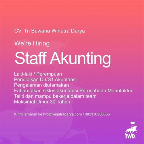 Lowongan Kerja Staff Accounting Cv Tri Buwana Winatra Darya Info