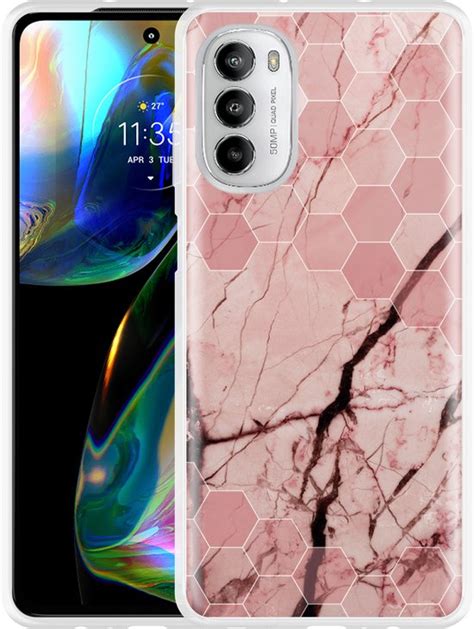 Cazy Hoesje Geschikt Voor Motorola Moto G82 Pink Marble Bol