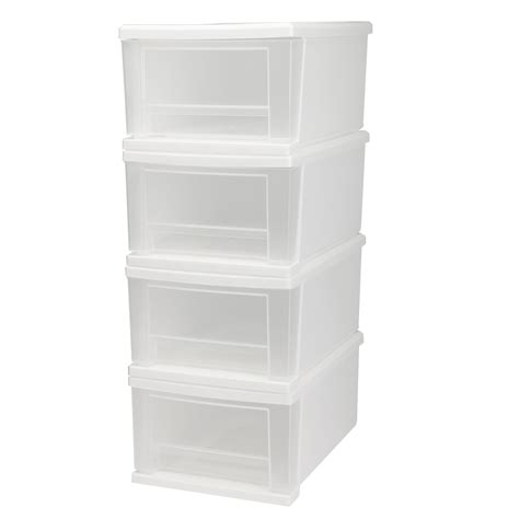 Iris Usa Inc 4 Piece 7 Quart Stacking Drawer Small White