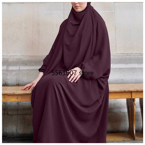 Eid Muslim Women Hijab Long Khimar Prayer Garment Djellaba Jilbab Abaya