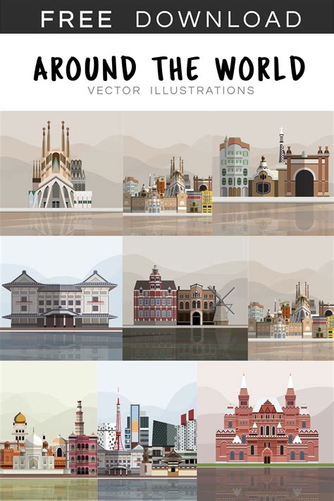 Explore The Worlds Famous Landmarks With Free Vector Illustrations